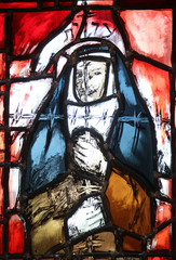 Saint Edith Stein, stained glass window by Sieger Koder in St. John church in Piflas, Germany