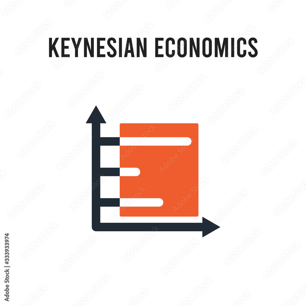 Simple Economic Sign Keynesian economics vector icon on white background. Red and black ...