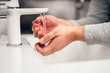 © Natalya Lys - Coronavirus. Proper washing and handling of hands. Liquid antibacterial soap. Self-isolation and hygiene.