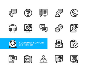 Poster - Customer support vector line icons. Simple set of outline symbols, graphic design elements. Pixel Perfect