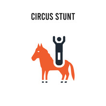 Circus Stunt Vector Icon On White Background. Red And Black Colored Circus Stunt Icon. Simple Element Illustration Sign Symbol EPS