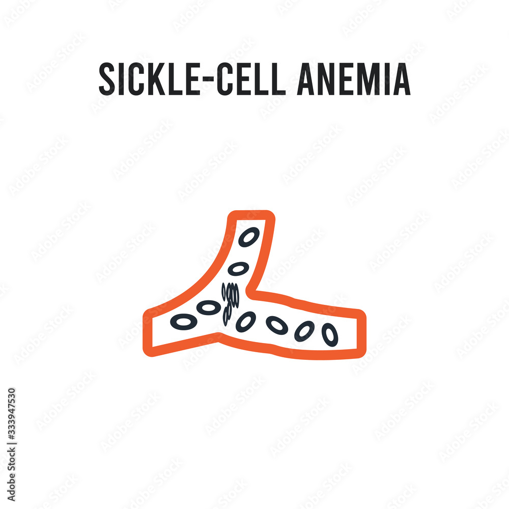 Sickle-cell anemia vector icon on white background. Red and black colored Sickle-cell anemia icon. Simple element illustration sign symbol EPS