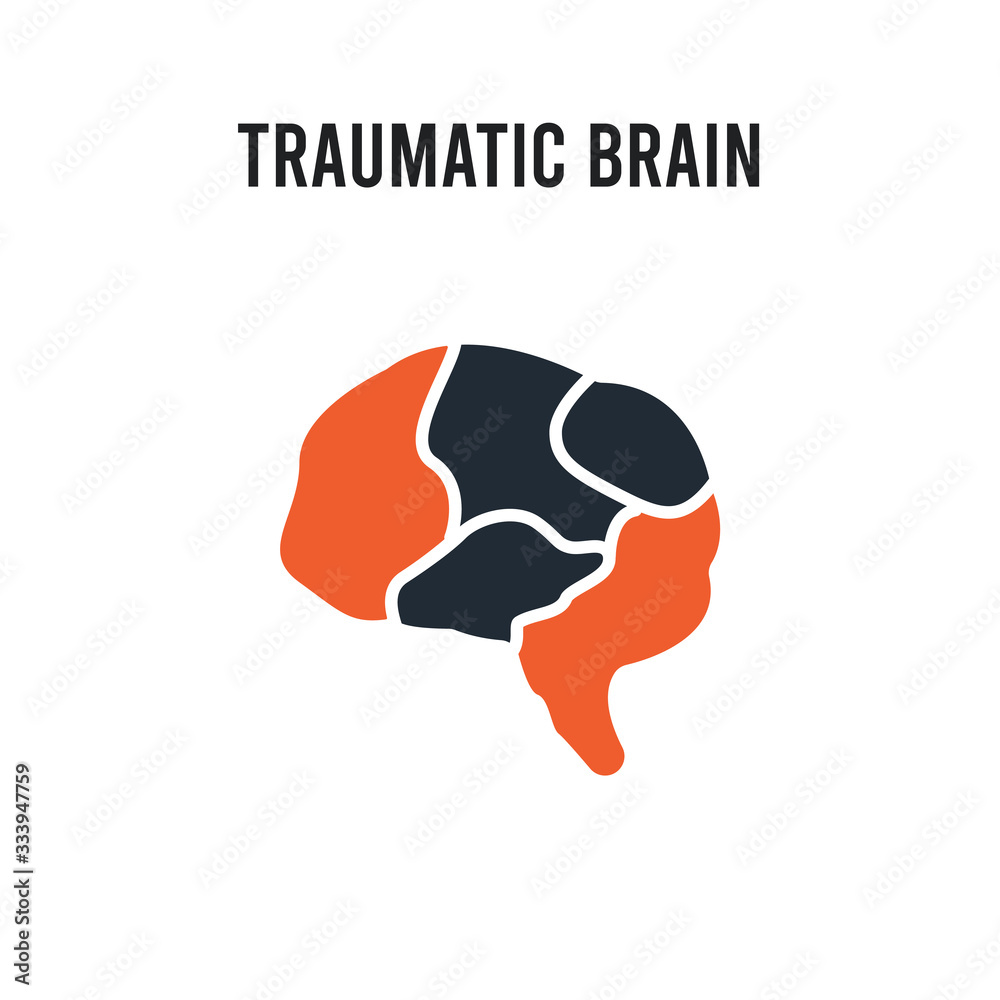 Traumatic Brain Injury (TBI) vector icon on white background. Red and black colored Traumatic Brain Injury (TBI) icon. Simple element illustration sign symbol EPS