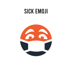 Sticker - Sick emoji vector icon on white background. Red and black colored Sick emoji icon. Simple element illustration sign symbol EPS