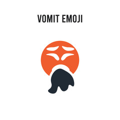 Sticker - Vomit emoji vector icon on white background. Red and black colored Vomit emoji icon. Simple element illustration sign symbol EPS