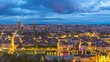 Lyon city skyline time lapse starting at day to night france