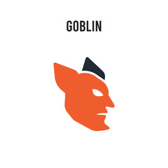 Sticker - Goblin vector icon on white background. Red and black colored Goblin icon. Simple element illustration sign symbol EPS