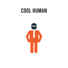 Sticker - cool human vector icon on white background. Red and black colored cool human icon. Simple element illustration sign symbol EPS