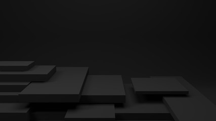 Wall Mural - black table or dark shelf on background for present product, 3d rendering