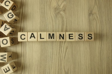 Word calmness from wooden blocks