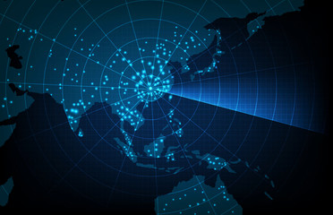 abstract background of futuristic technology start point covid-19 in china and spread virus pandemic