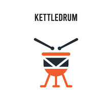 Kettledrum Vector Icon On White Background. Red And Black Colored Kettledrum Icon. Simple Element Illustration Sign Symbol EPS