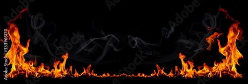 Fotografía On fire flames at the black background