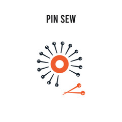 Wall Mural - Pin sew vector icon on white background. Red and black colored Pin sew icon. Simple element illustration sign symbol EPS