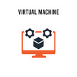 © t-vector-icons - Virtual Machine vector icon on white background. Red and black colored Virtual Machine icon. Simple element illustration sign symbol EPS