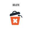 Delete vector icon on white background. Red and black colored Delete icon. Simple element illustration sign symbol EPS