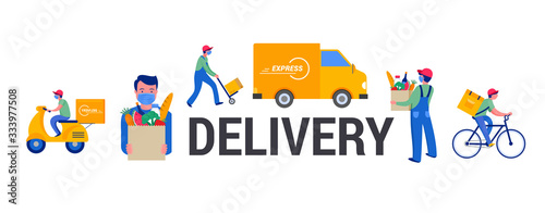 Fotomural Safe online delivery during the coronavirus pandemic - online order tracking, delivery door to door, home and office