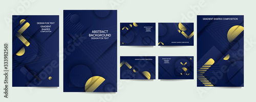 Fotografía Set geometric blue fluid shapes eps 10