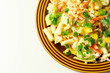 Cavatelli pasta with  iceberg lettuce, carrots, sweet corn, cucumber and chive in a sauce mayonnaise
