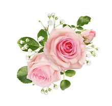 Pink Rose Flowers In A Floral Arrangement