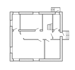 Wall Mural - Blueprint suburban house. Interior house. Top view plans. Architecture plan isolated on background. Planning design. Drawing architectural project. Standard unfurnished house. Small apartment. Vector 