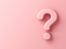 Pink Question Mark Isolate On Pink Pastel Color Wall Background With Shadow 3D Rendering