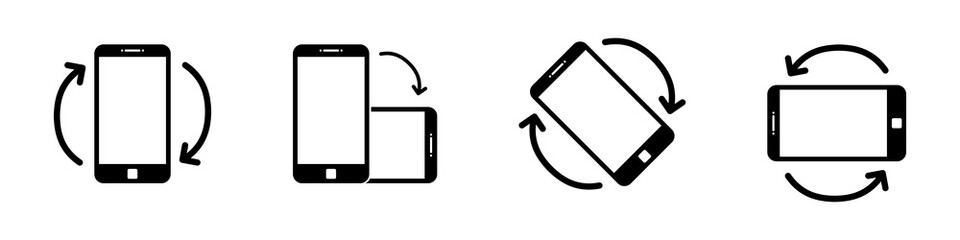 Poster - Rotate smartphone icon isolated. Mobile screen rotation. Horisontal or vertical rotation icons.
