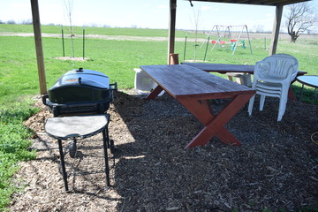 Poster - Pavilion with Barbeque Grill and Picnic Tables