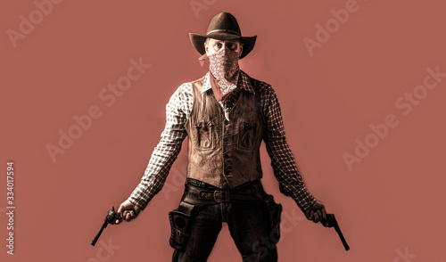 Portrait of farmer or cowboy in hat Poster Mural XXL
