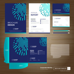 Fototapete - Flyer brochure business annual report cover template design Corporate Business Identity Folder digital technology company Element of stationery people community presentation working promotion blue red