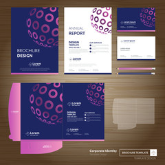Fototapete - Flyer brochure business annual report cover template design Corporate Business Identity Folder digital technology company Element of stationery people community presentation working promotion blue red