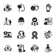 © blankstock - Set of People icons, such as Job interview, Chemistry lab. Certificate, approved group, save planet. Recruitment, Like, Smile. Face recognition, Payment method, Fireworks. Vector