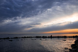 Fototapeta  - sea, sky, landscape, nature, sunset, beautiful, glare on the water, water