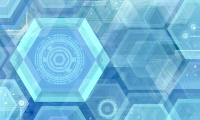 Poster - Abstract technology background with simple hexagonal elements.Hexagon geometric design