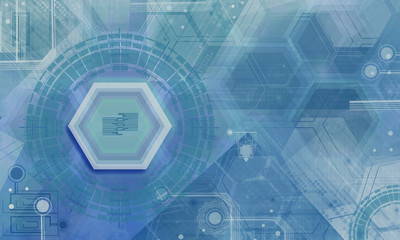 Poster - Abstract technology background with simple hexagonal elements.Hexagon geometric design