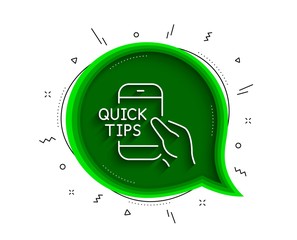 Poster - Quick tips on phone line icon. Chat bubble with shadow. Helpful tricks sign. Internet tutorials symbol. Thin line education icon. Vector