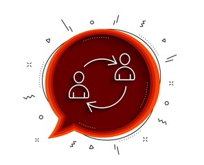 Aufkleber - Teamwork line icon. Chat bubble with shadow. User communication or Human resources. Profile Avatar sign. Person silhouette symbol. Thin line user communication icon. Vector