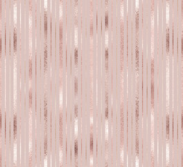 Elegant geometric seamless pattern with rose gold and golden vertical stripes.