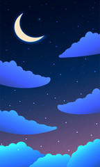Wall Mural - night sky background. moon and star, cloud on night sky.