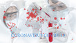 © Mongkolchon - virus expert researcher with coronavirus covid19 blood sample experimenting for coronavirus covid 19 vaccine with world map and red dot of infected countries, coronavirus covid 19 global pandemic