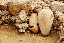 Two Pieces Of Pottery At Shiloh, Israel