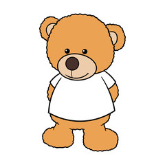 Wall Mural - Cartoon Teddy Bear Wearing a Blank Shirt