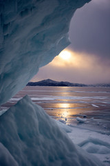 Wall Mural - Ice cave on Lake Baikal in Siberia winter
