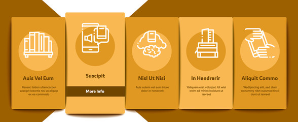 Aufkleber - Reading Library Book Onboarding Mobile App Page Screen Vector. Reading And Learning, Smartphone And Computer Education E-book, Shelf With Literature Color Contour Illustrations
