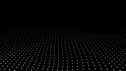 Fototapete - Abstract dynamic wave of particles. Wave of gradient dots on black background. Futuristic vector illustration.