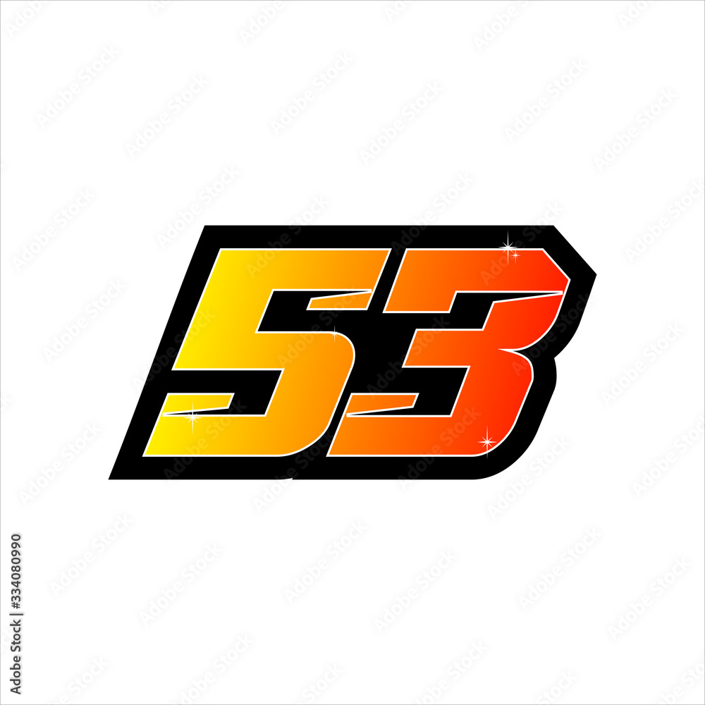 Custom Racing Number 53 Vector racing number 53, start racing number, sport race number ...