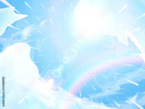 青空と太陽の背景イラスト 虹 天気雨 Stock Vector Adobe Stock
