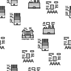 Poster - Bim Building Information Modeling Seamless Pattern Vector Thin Line. Illustrations
