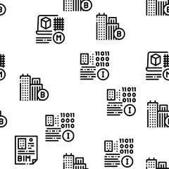 Poster - Bim Building Information Modeling Seamless Pattern Vector Thin Line. Illustrations