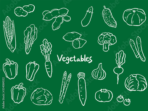 野菜 手描き 黒板 チョーク おしゃれ セット イラスト Stock Vector Adobe Stock